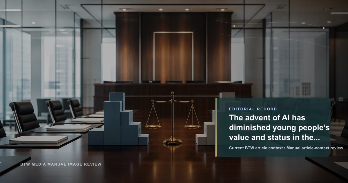 The advent of AI has diminished young people’s value and status in the workplace reports claim reviewed editorial briefing visual