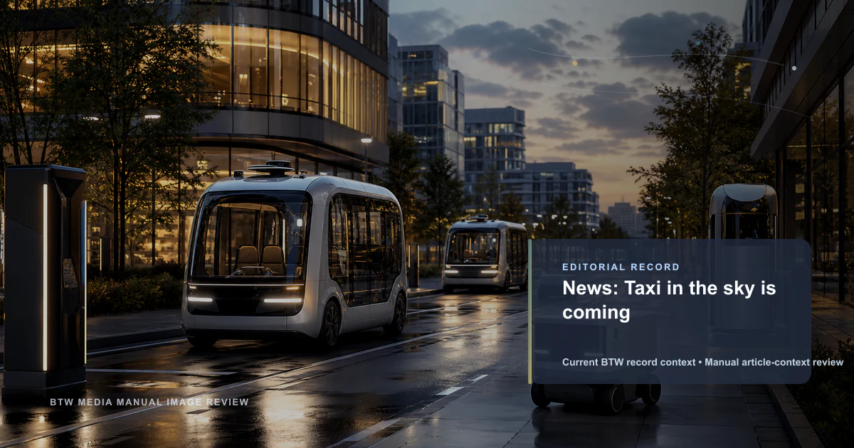 News: Taxi in the sky is coming reviewed editorial briefing visual