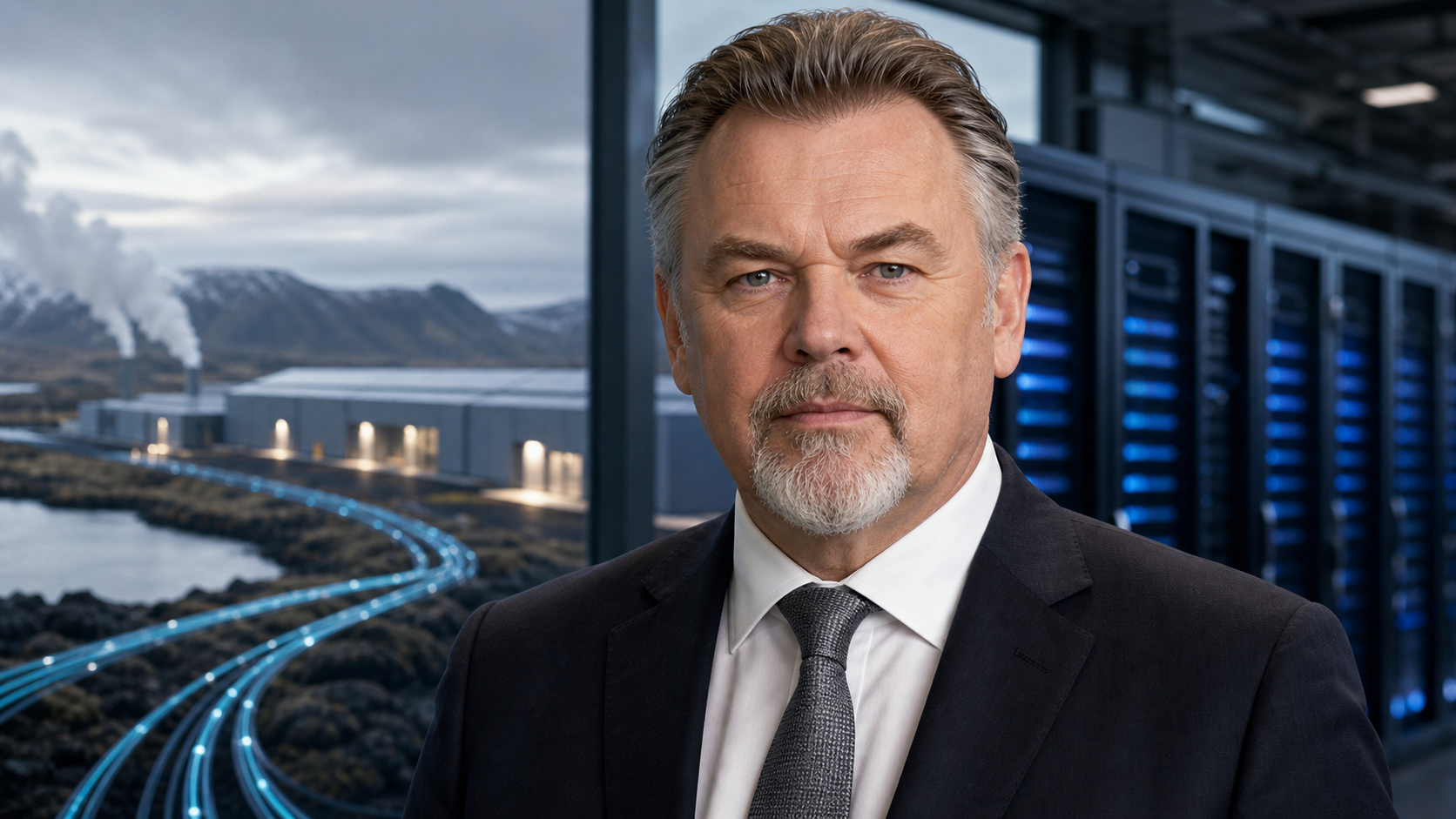 AI-generated editorial portrait of Bjarni Thorvardarson based on a public profile photo