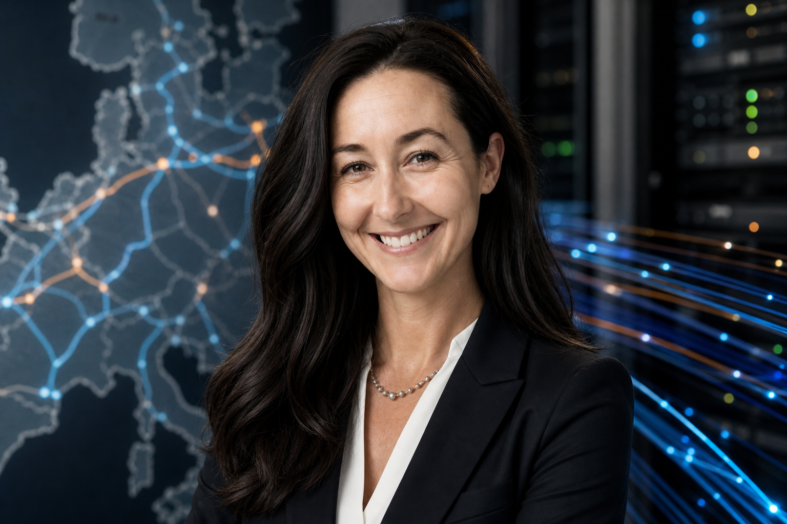 AI-generated editorial portrait of Nadia Macicakova based on a public profile photo