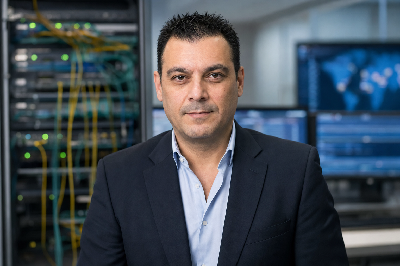 AI-generated editorial portrait of Mike Christodoulou based on a public profile photo