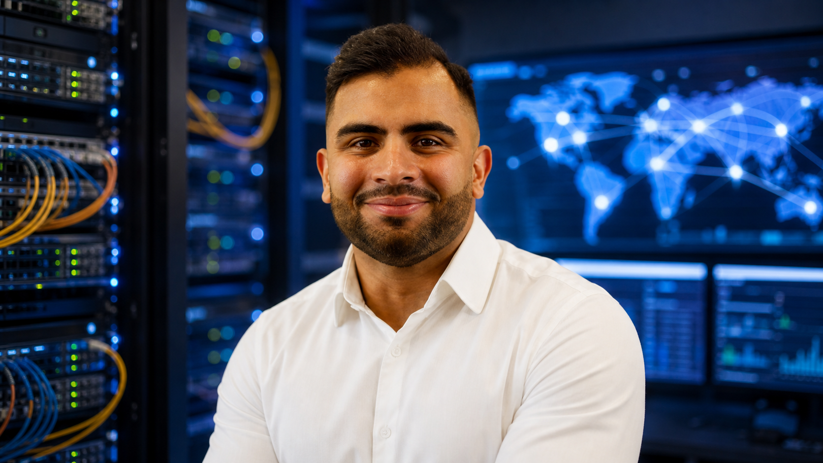 AI-generated editorial portrait of Abdul Khan based on a public profile photo