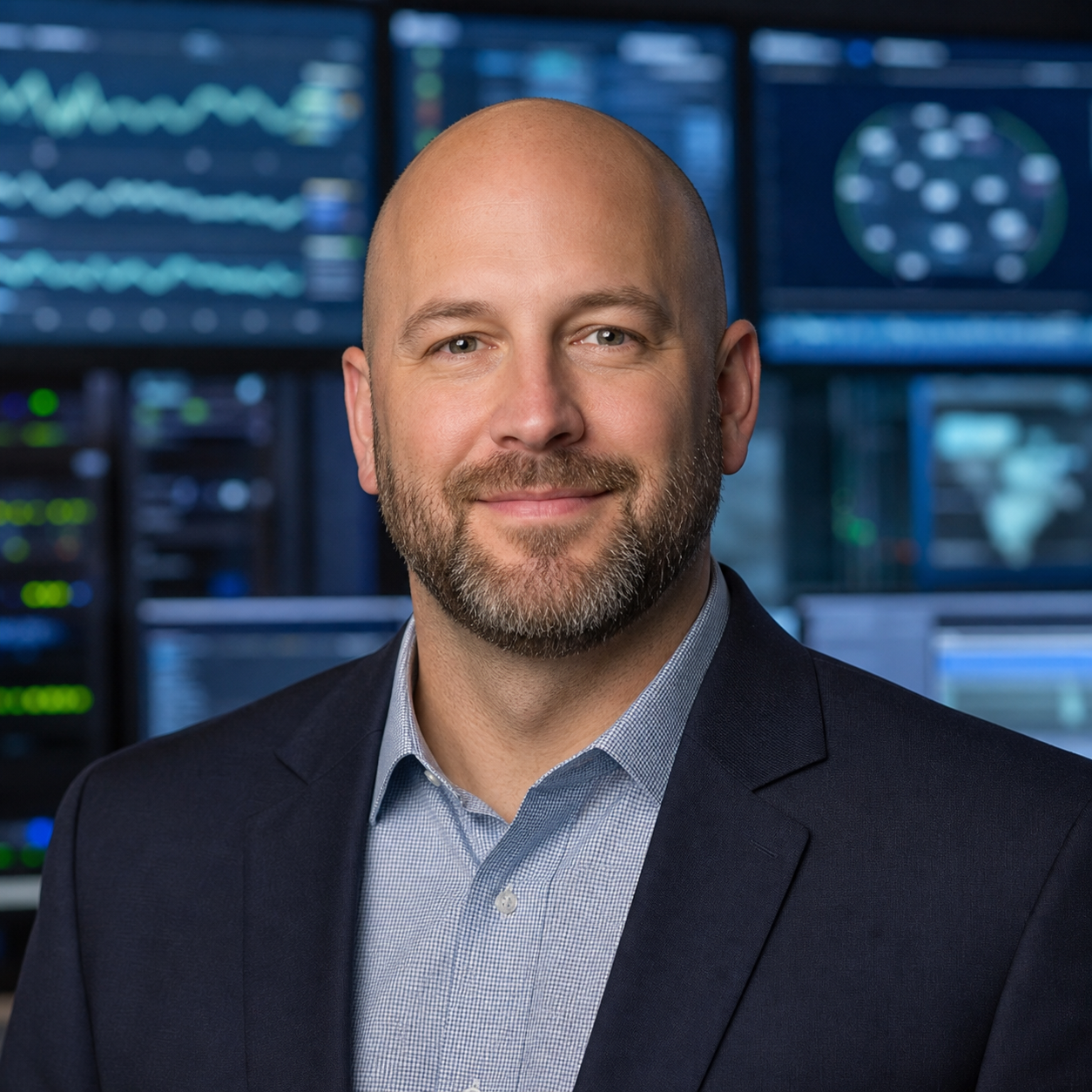 AI-generated editorial portrait of Adam Davenport based on a public profile photo