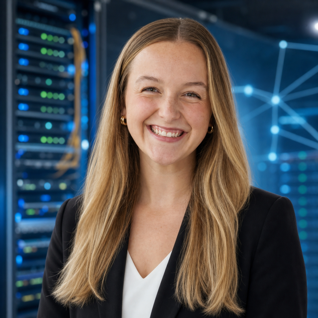 AI-generated editorial portrait of Alaina McWhirter based on a public profile photo