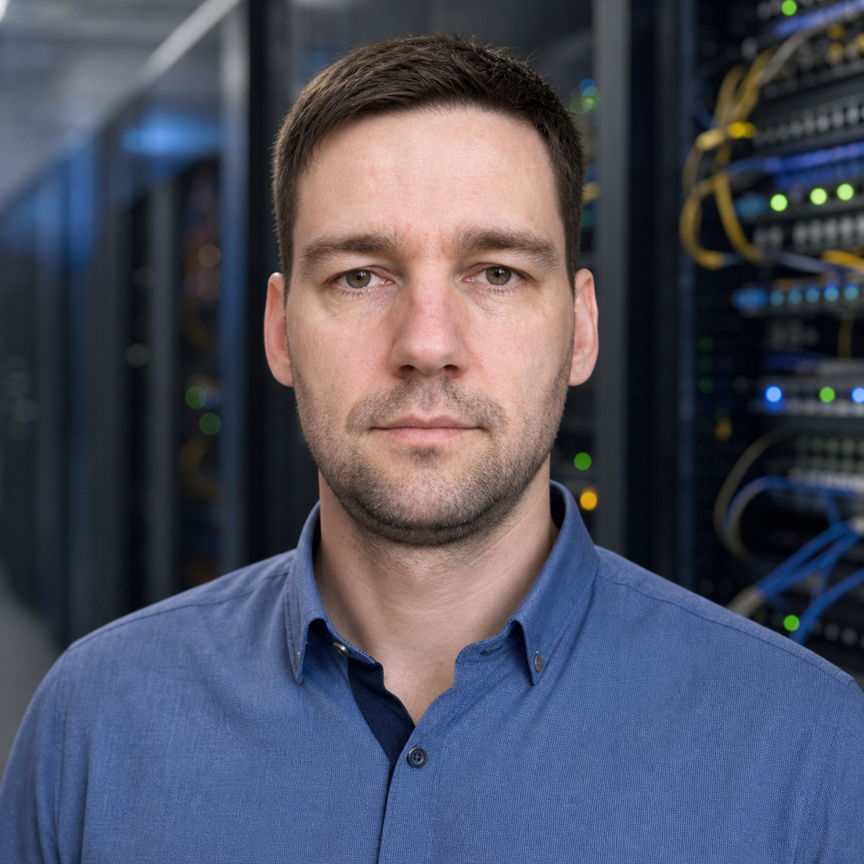 AI-generated editorial portrait of Giedrius Neciunas based on a public profile photo
