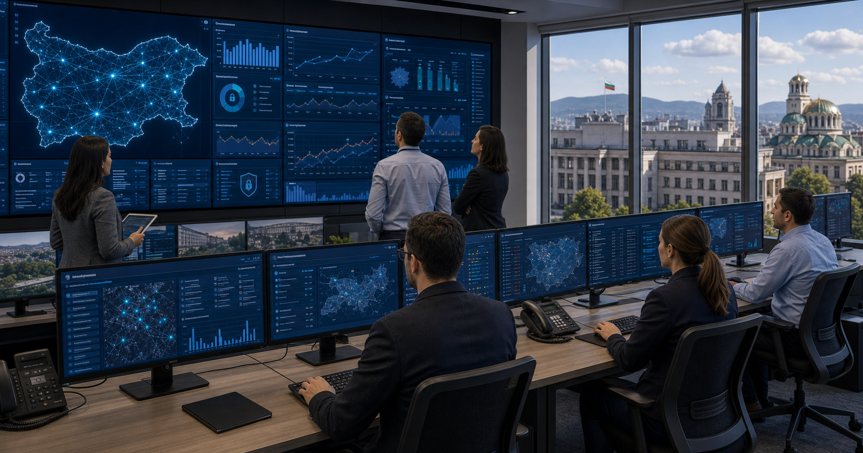 AI editorial image of Bulgaria e-government digital services and secure public administration operations.