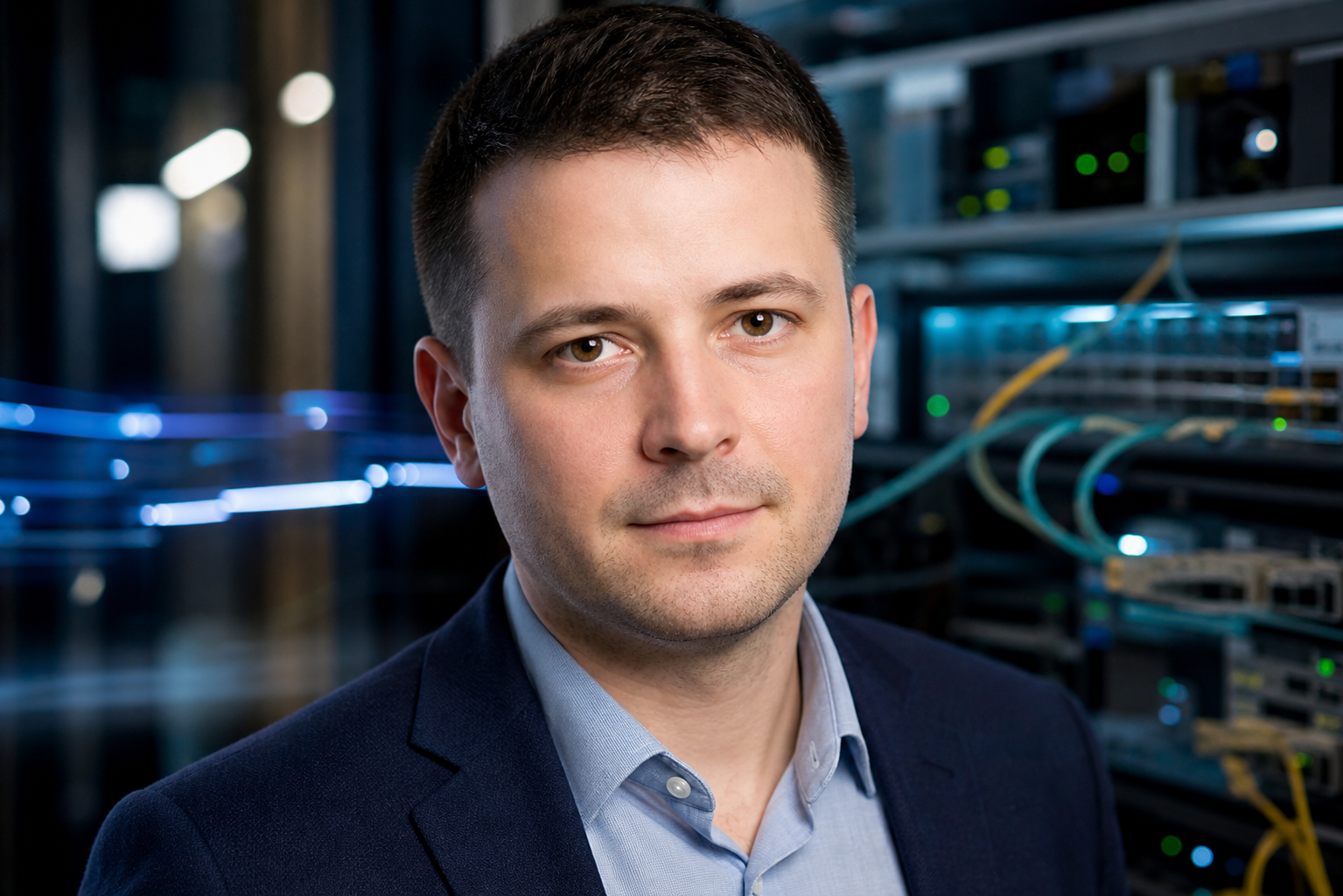 AI-generated editorial portrait of Szymon Wysokinski based on a public profile photo