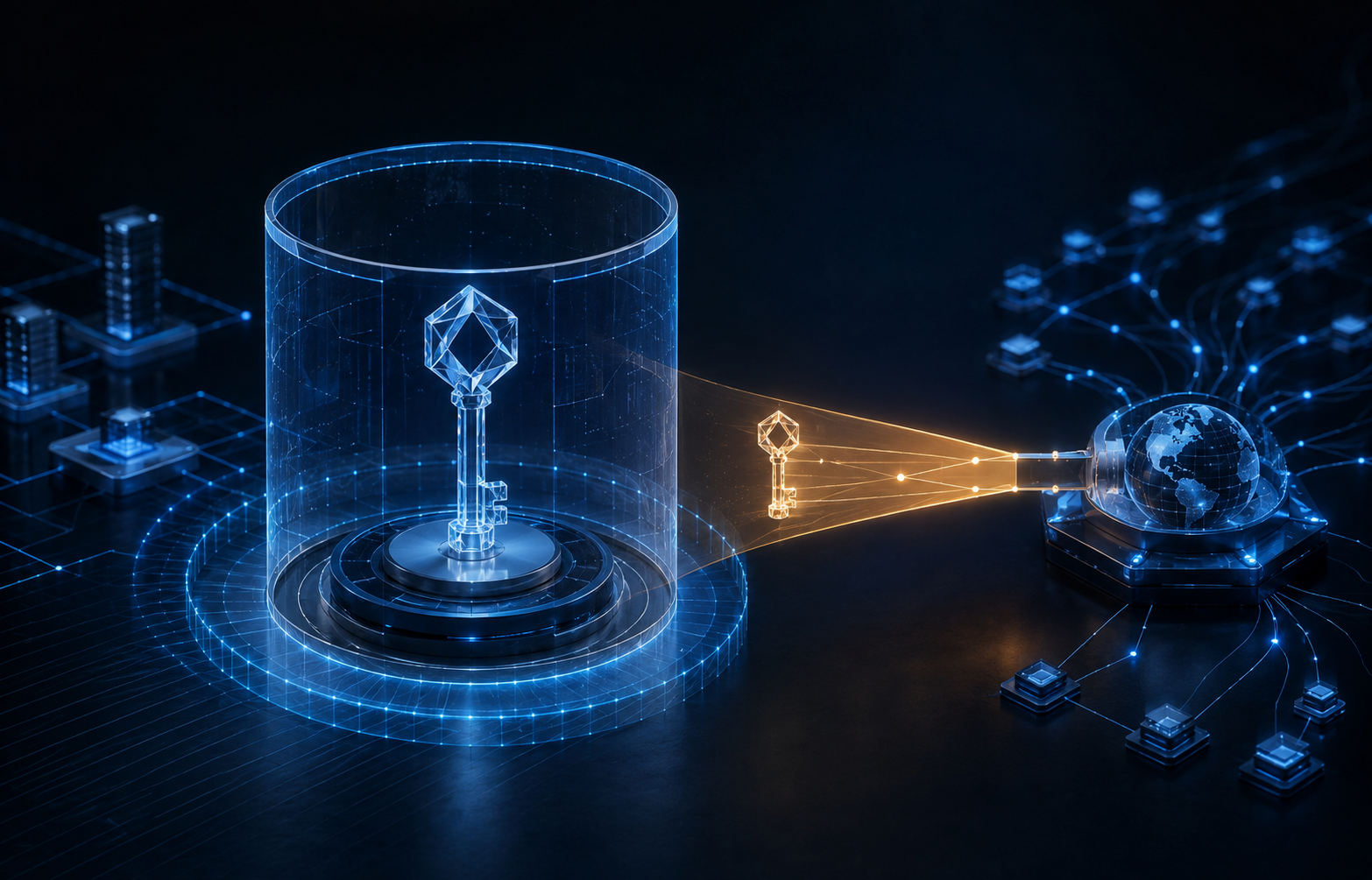 A protected parent certificate key delegates a narrow, short-lived TLS path to a CDN edge without transferring domain control.